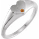 White Gold Ring 14 Karat Natural Citrine Heart Signet Ring