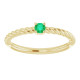 Yellow Gold Ring 14 Karat 3 mm Lab Grown Emerald Solitaire Rope Ring