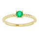 Yellow Gold Ring 14 Karat 4 mm Lab Grown Emerald Solitaire Rope Ring