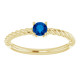 Yellow Gold Ring 14 Karat 4 mm Round Cut Lab Grown Blue Sapphire Solitaire Rope Ring