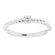 White Gold Ring 14 Karat 0.10 Carat Natural Diamond Solitaire Rope Ring