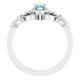 White Gold Ring 14 Karat Natural Aquamarine Vintage Inspired Ring