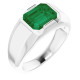 Sterling Silver Lab Grown Emerald Gemstone Ring