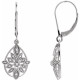 14 Karat White Gold 0.17 Carat Diamond Granulated Filigree Earrings.