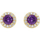 Genuine Amethyst Earrings in 14 Karat Yellow Gold Amethyst & 1/6 Carat Diamond Earrings   .