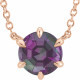 Created Alexandrite Round Gem in 14 Karat Rose Gold Solitaire 16" Necklace