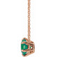 Created Emerald Necklace in 14 Karat Rose Gold Emerald Solitaire 16" Necklace .