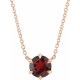 Red Garnet Necklace in 14 Karat Rose Gold Mozambique Garnet Solitaire 18" Necklace .