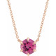 Pink Tourmaline Necklace in 14 Karat Rose Gold Pink Tourmaline Solitaire 18" Necklace .