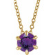 Genuine 5mm Round Amethyst Solitaire Necklace in 14 Karat Yellow Gold with 16 inch Chain