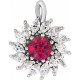 14K White Lab-Grown Ruby & 5/8 CTW Natural Diamond Halo-Style Pendant.