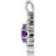 Sterling Silver Natural Amethyst & 5/8 CTW Natural Diamond Halo-Style Pendant.