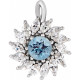 Platinum Natural Aquamarine & 0.60 Carat Weight Natural Diamond Halo Pendant