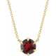 Red Garnet Necklace in 14 Karat Yellow Gold Mozambique Garnet Solitaire 18" Necklace .