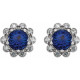 14 Karat White Gold Blue Sapphire & 0.33 Carat Diamond Earrings.