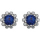 Platinum Blue Sapphire & 0.33 Carat Diamond Earrings.