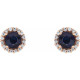  Created Sapphire Earrings in 14 Karat Rose Gold Chatham Lab-Created Genuine Sapphire & 1/8 Carat Diamond Earrings 