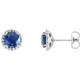 Created Blue Sapphire Earrings in Sterling Silver Created Blue Sapphire and 0.12 Carat Diamond Earrings