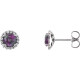 Genuine Created Alexandrite Earrings in 14 Karat White Gold  Created Alexandrite & 0.16 Carat Diamond Earrings