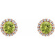 Genuine Peridot Earrings in 14 Karat Rose Gold Peridot & 0.16 Carat Diamond Earrings