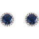 Genuine Created Sapphire Earrings in Sterling Silver  Created Sapphire & 0.16 Carat Diamond Earrings