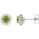 Genuine Peridot Earrings in Platinum Peridot & 1/6 Carat Diamond Earrings