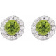 Genuine Peridot Earrings in Platinum Peridot & 1/6 Carat Diamond Earrings