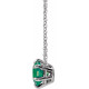 Created Emerald Necklace in 14 Karat White Gold Solitaire 16 inch Necklace