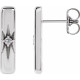 Platinum Natural White Sapphire Starburst Bar Earrings.