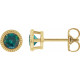 14 Karat Yellow Gold 3 mm Natural Alexandrite Beaded Bezel Set Earrings