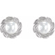 Sterling Silver Cultured White Akoya Pearl Leaf Earrings