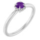 14K White Natural Amethyst Solitaire Rope Ring