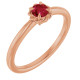 14K Rose Lab-Grown Ruby Solitaire Rope Ring