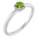 14K White Natural Peridot Solitaire Rope Ring