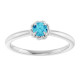 Platinum Natural Blue Zircon Solitaire Rope Ring