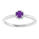 Gem Round Natural Amethyst Gemstone Solitaire Rope Platinum Ring