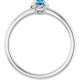 14K White Natural Blue Zircon Solitaire Rope Ring