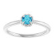 14K White Natural Blue Zircon Solitaire Rope Ring