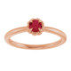 14K Rose Natural Ruby Solitaire Rope Ring