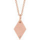 14K Rose .005 CT Natural Diamond Rhombus 16-18" Necklace 