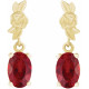 14K Yellow 7x5 mm Lab-Grown Red Ruby Earrings