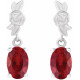 14K White 7x5 mm Lab-Grown Red Ruby Earrings