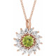 14K Rose Natural Peridot & 5/8 CTW Natural Diamond Halo-Style 16-18" Necklace.