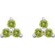 Platinum Natural Peridot Three Stone Earrings