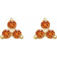 14K Yellow Natural Orange Garnet Three Stone Earrings