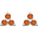 Platinum Natural Orange Garnet Three Stone Earrings