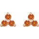 14K Rose Natural Orange Garnet Three Stone Earrings