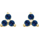 14K Yellow Natural Blue Sapphire Three Stone Earrings
