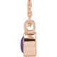 Amethyst Cabochon Bezel Set in Solitaire Necklace with Chain
