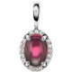 14K White Natural Rhodolite Garnet & .04 CTW Natural Diamond Halo-Style Pendant